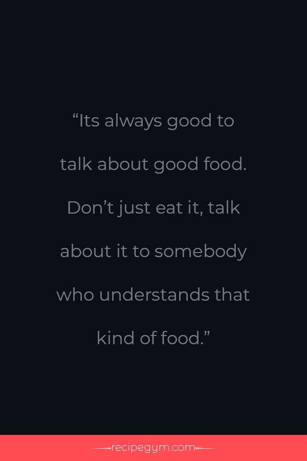 Always good to talk about good food