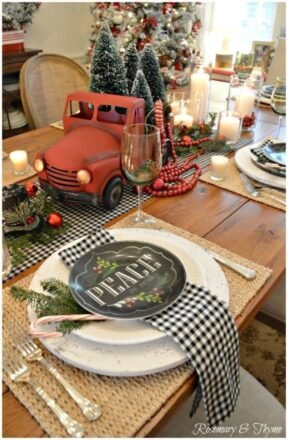 Country Christmas Tablescape with Vintage Truck
