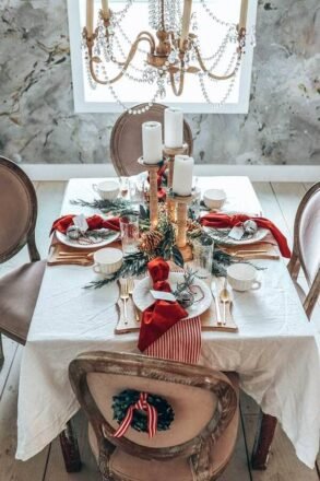 Inspired Christmas Table Setting with Red