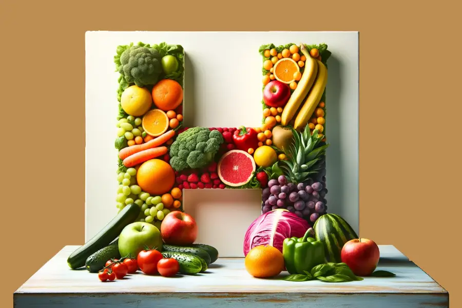 Fruits and Vegetables for foods that start with the letter H