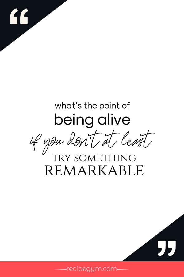 What is the point of being alive if you dont at least try something remarkable